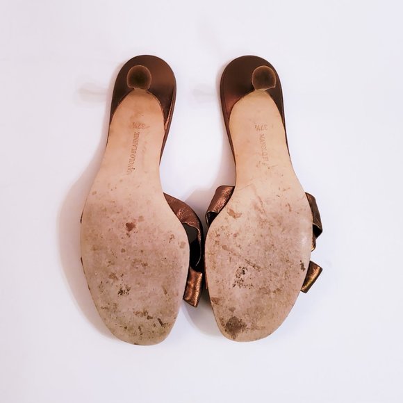 Manolo Blahnik Kitten Heel Sandals EU 37.5 (US 7.5) bronze oggiba - Picture 8 of 9